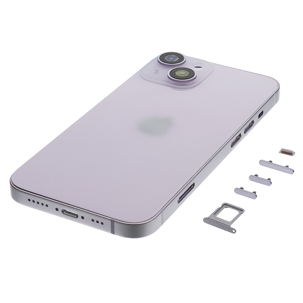 Корпус для Apple iPhone 14 Purple (фиолетовый) с задним стеклом, рамкой и стеклом камеры