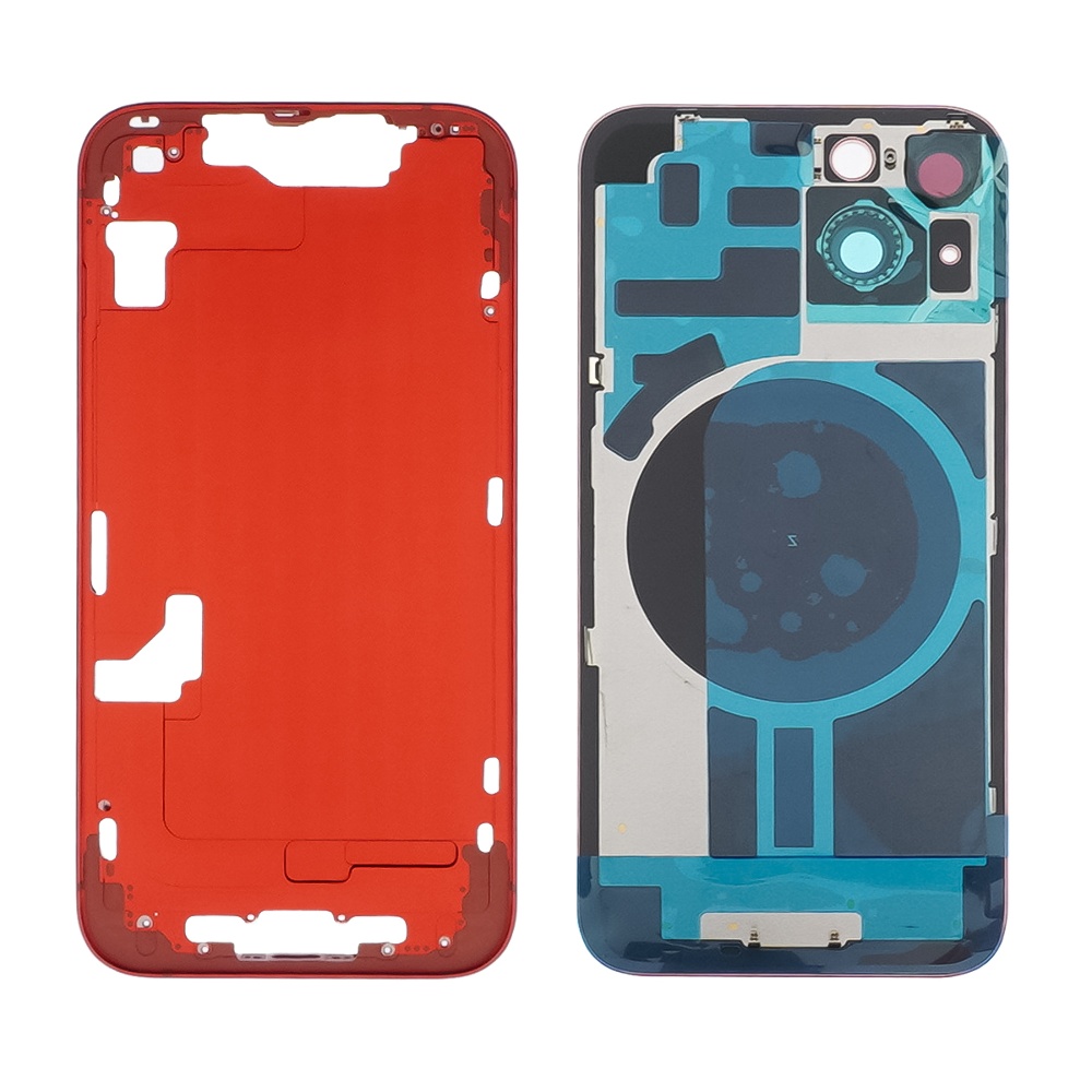 Корпус для Apple iPhone 14 Red (красный) с задним стеклом, рамкой и стеклом камеры