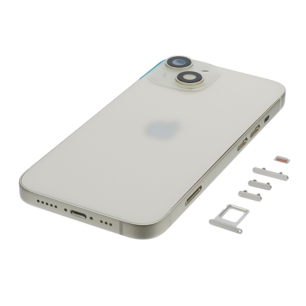 Корпус для Apple iPhone 14 White (белый) с задним стеклом, рамкой и стеклом камеры