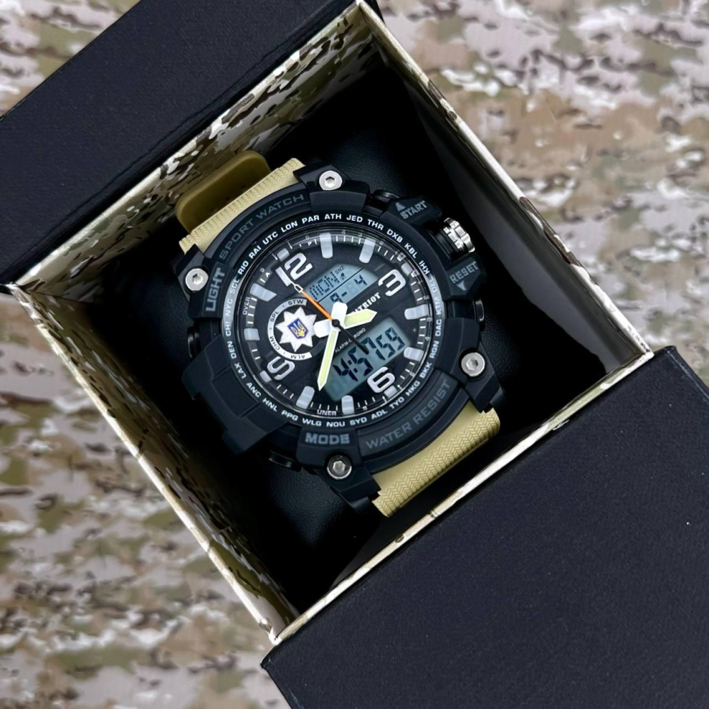 Годинник наручний Patriot 012BKKHPO Поліція Чорні з хакі + Коробка.