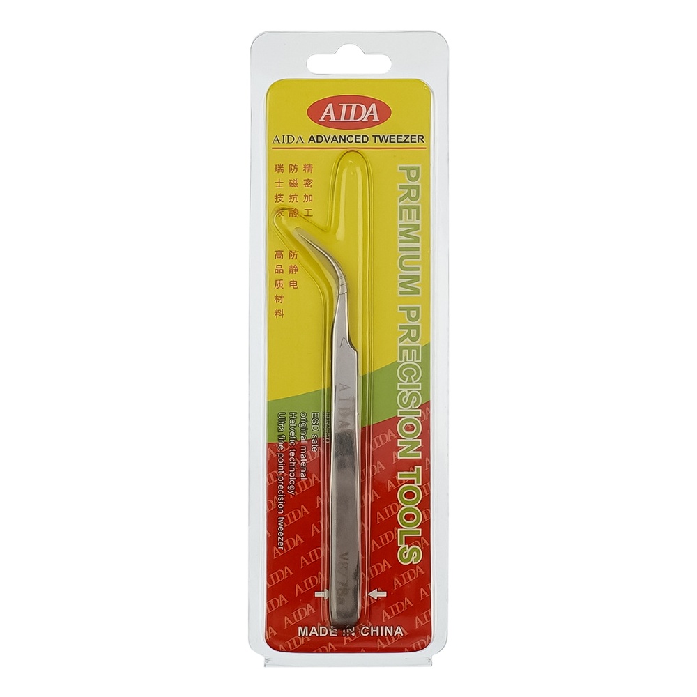 Пинцет изогнутый Aida V8/ 7Sa (Chrome Strong, антикислотный)