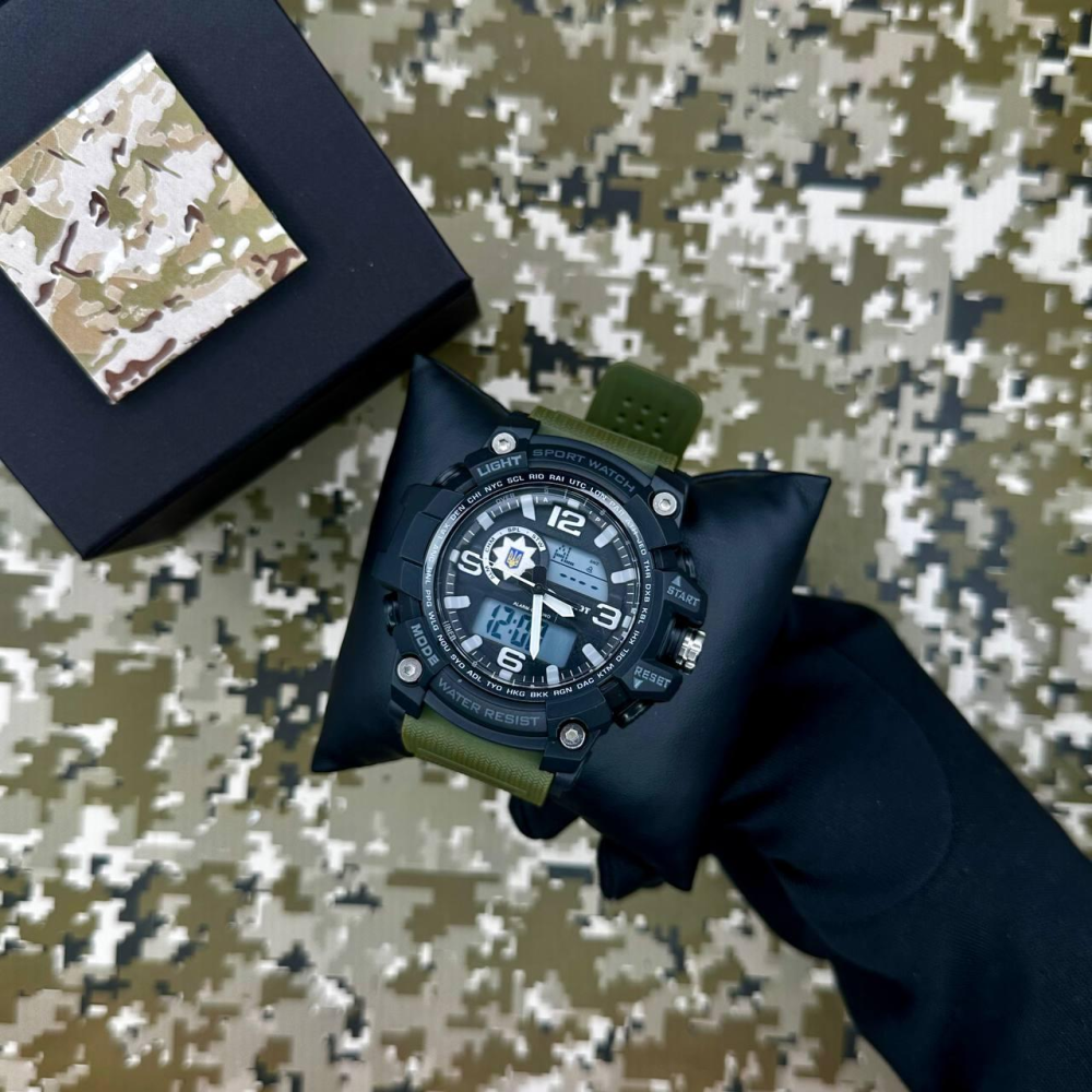 Годинник наручний Patriot 012AGPO Поліція Чорні з зеленим + Коробка.