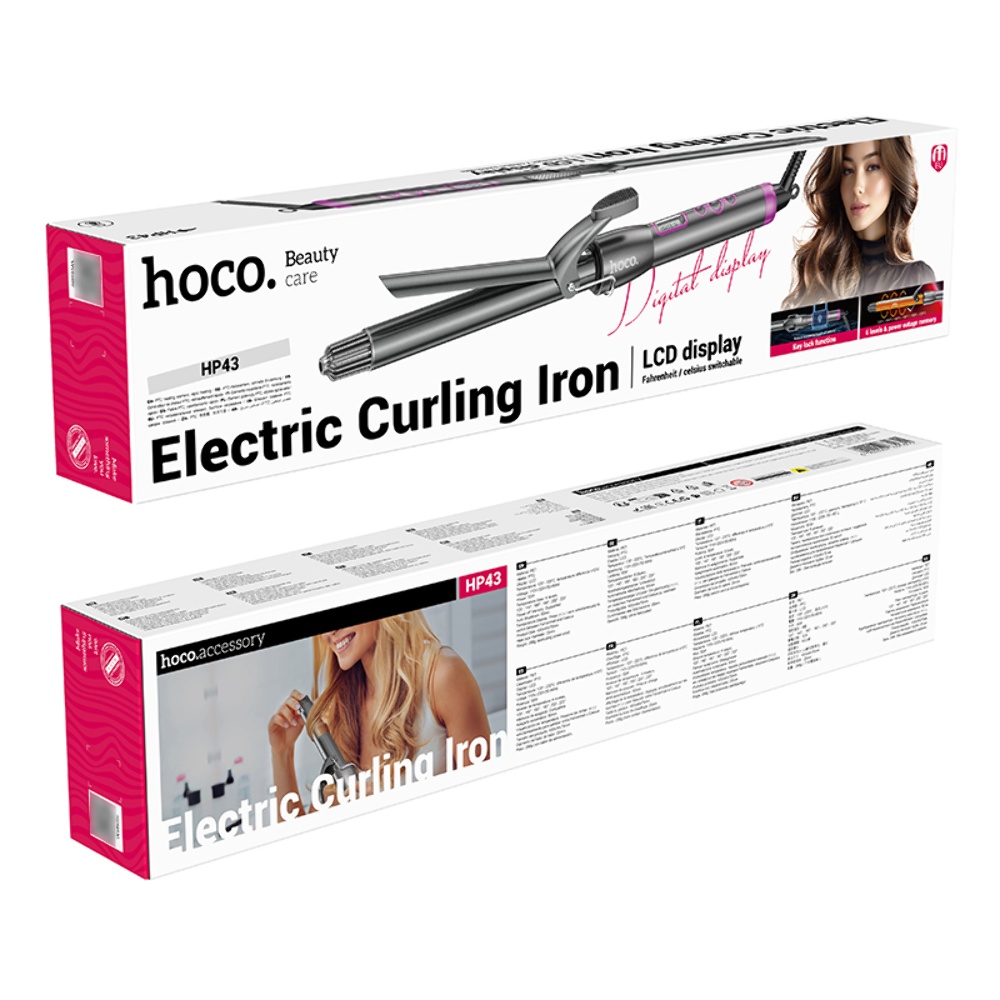 Электрическая плойка для волос Hoco HP43 с цифровым дисплеем gray