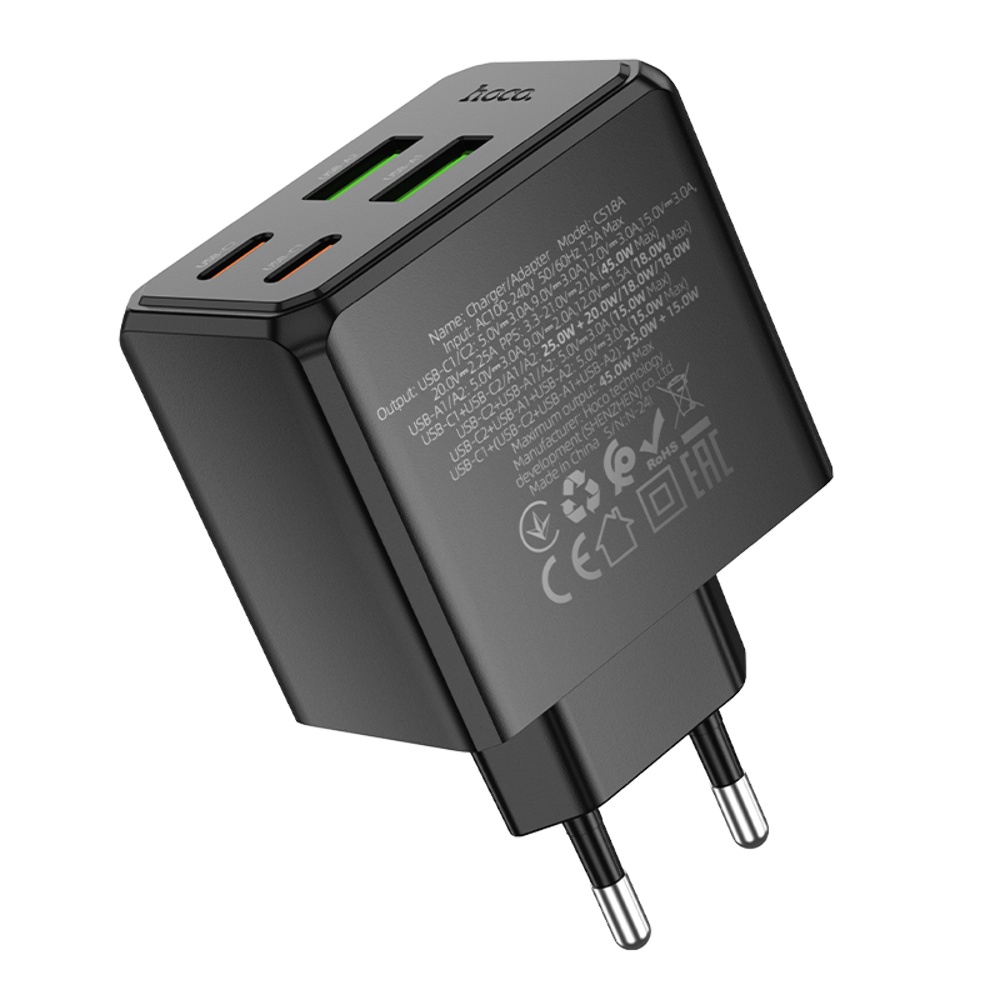 Сетевое зарядное устройство Hoco CS18A 2 USB/ 2 Type-C PD 45W black