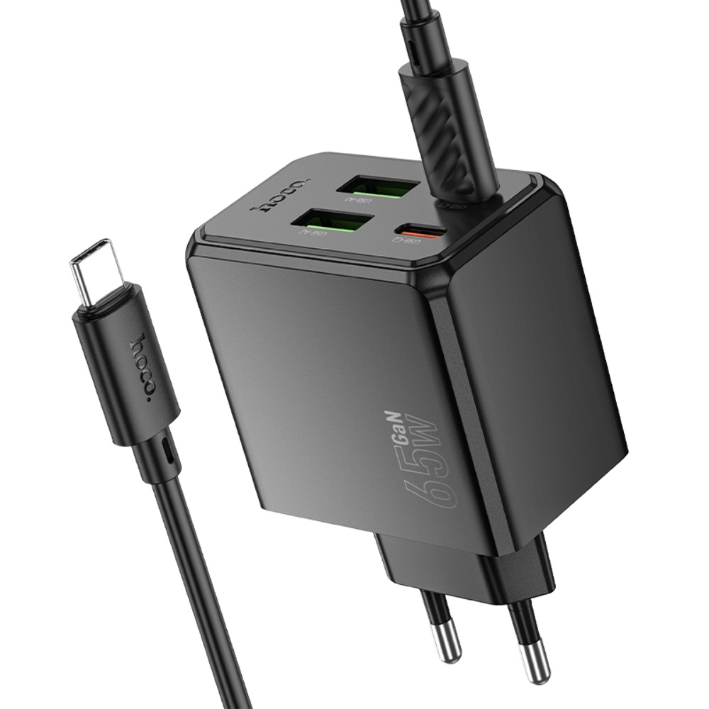 Сетевое зарядное устройство Hoco CS19A 2 USB/ 2 Type-C PD 65W black + кабель Type-C to Type-C