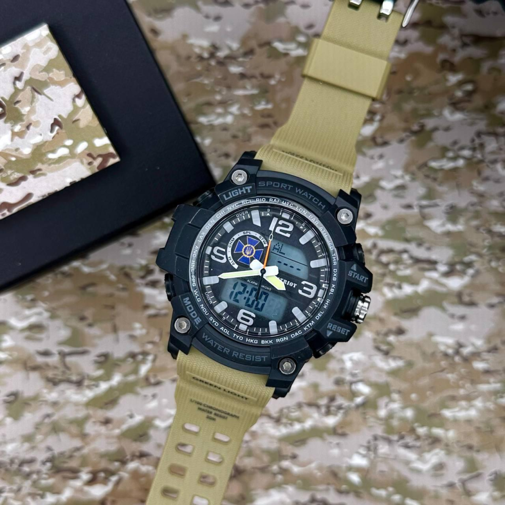 Годинник наручний Patriot 012BKKHSBU СБУ Чорні з хакі + Коробка.