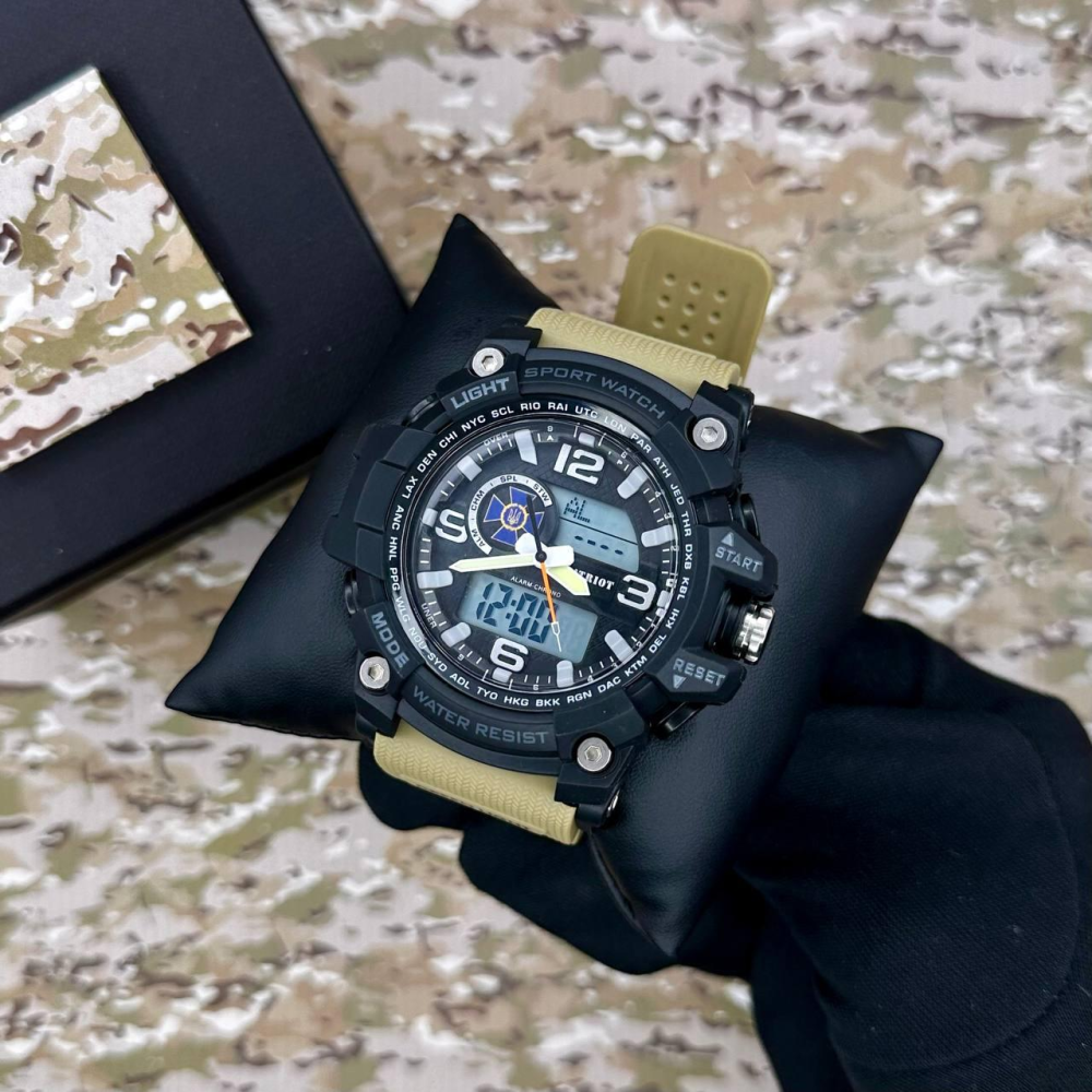 Годинник наручний Patriot 012BKKHSBU СБУ Чорні з хакі + Коробка.