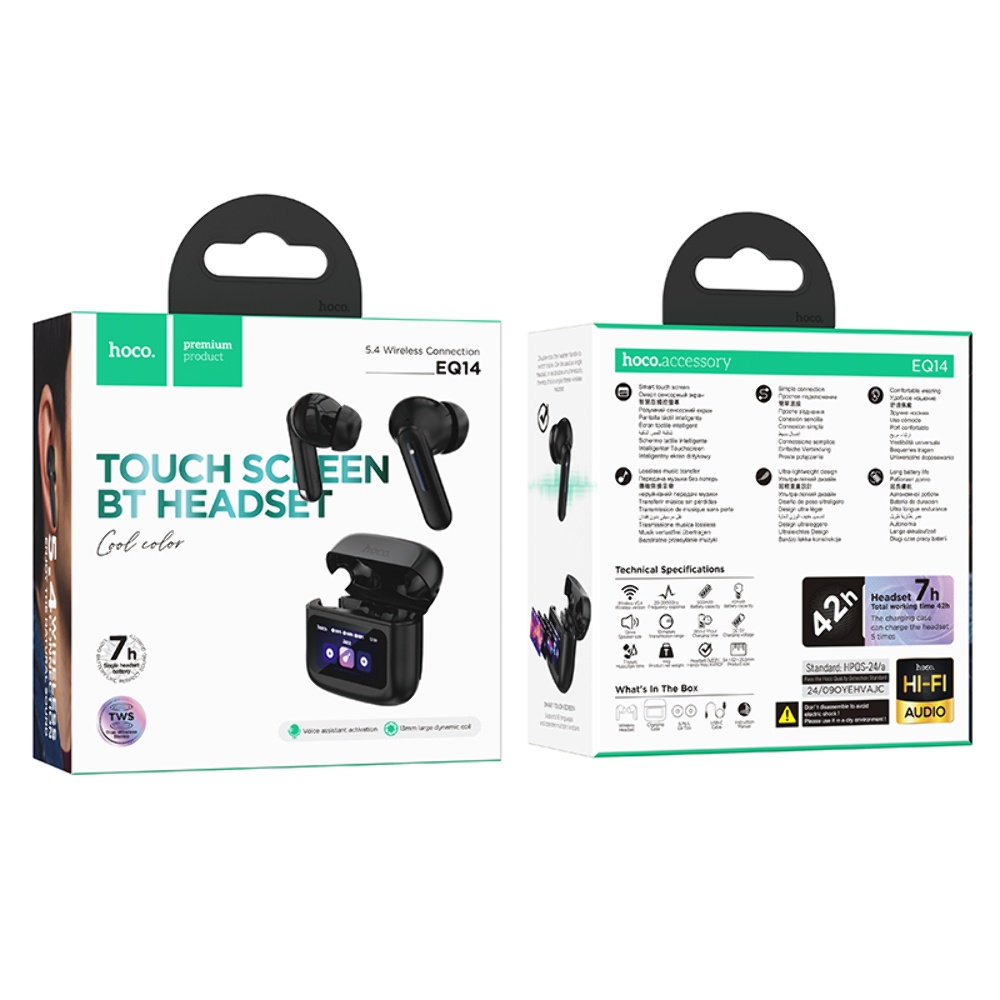 Беспроводные TWS наушники Hoco EQ14 вакуумные black