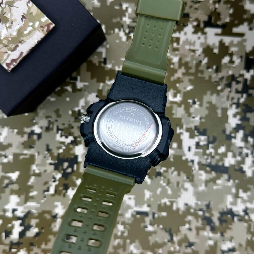 Годинник наручний Patriot 012AGUASI Тризуб срібло Чорні з зеленим + Коробка.