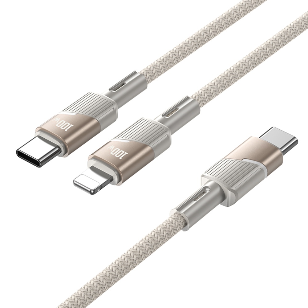 Кабель Hoco U139 2в1 Type-C to Type-C/ Type-C PD 100W 1.2m gold