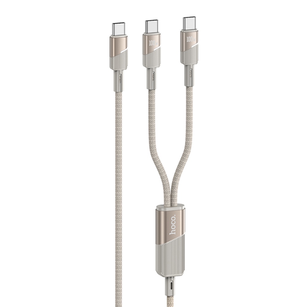 Кабель Hoco U139 2в1 Type-C to Type-C/ Type-C PD 100W 1.2m gold
