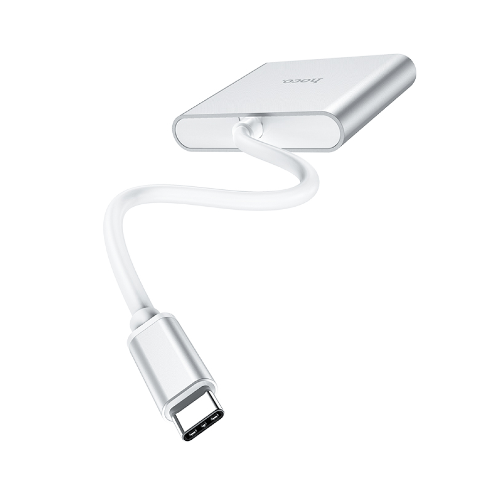 Мультиадаптер хаб Hoco HB14 Type-C to USB3.0+HDMI+PD серебристый
