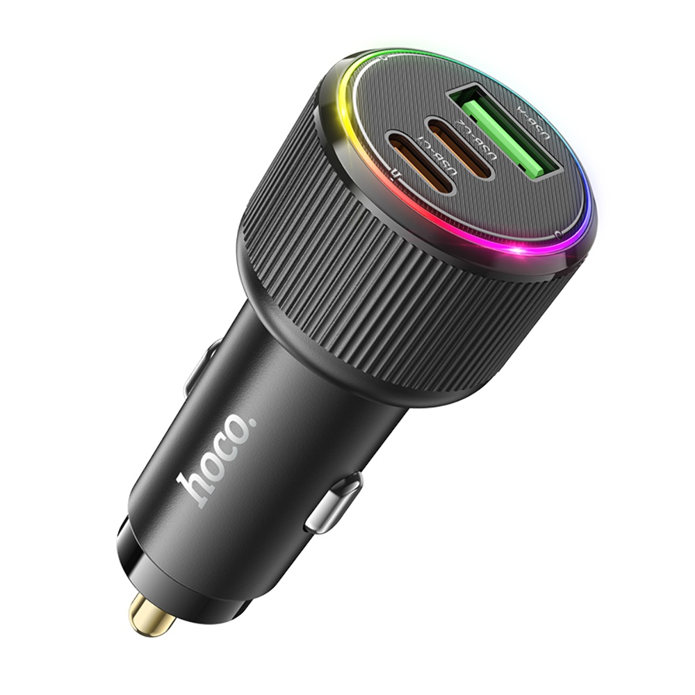 Автомобильное зарядное устройство Hoco NZ17 USB/ 2 Type-C PD 75W black