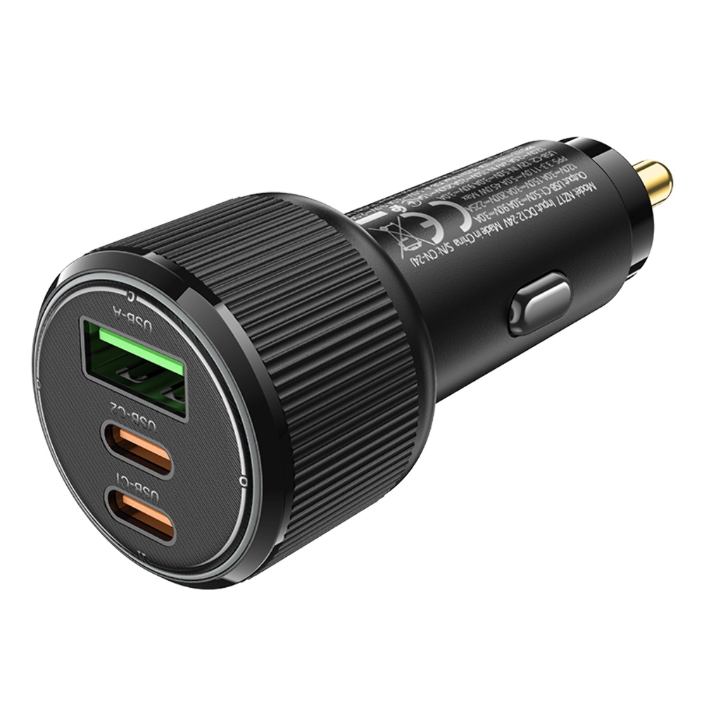 Автомобильное зарядное устройство Hoco NZ17 USB/ 2 Type-C PD 75W black