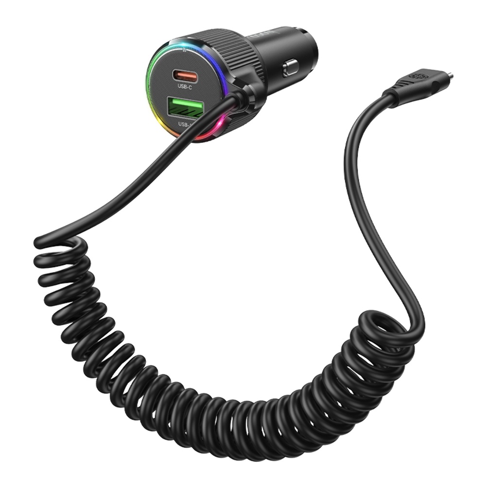Автомобильное зарядное устройство Hoco NZ17A USB/ 2 Type-C PD 50W с кабелем Type-C black
