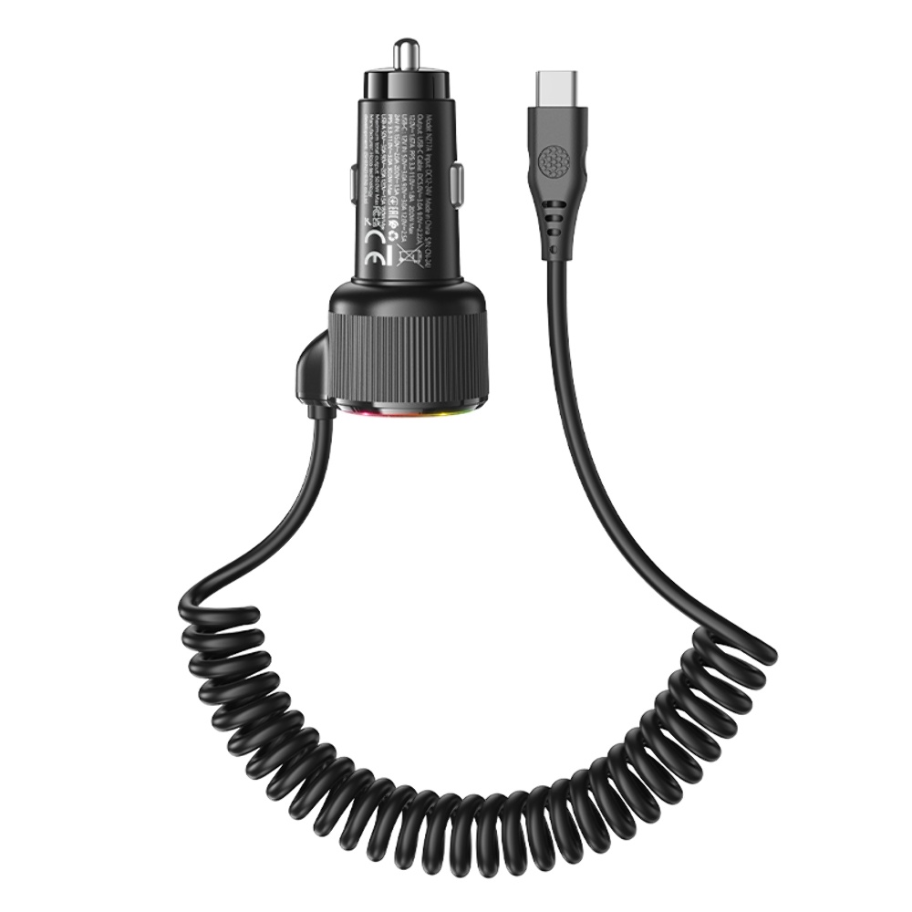 Автомобильное зарядное устройство Hoco NZ17A USB/ 2 Type-C PD 50W с кабелем Type-C black