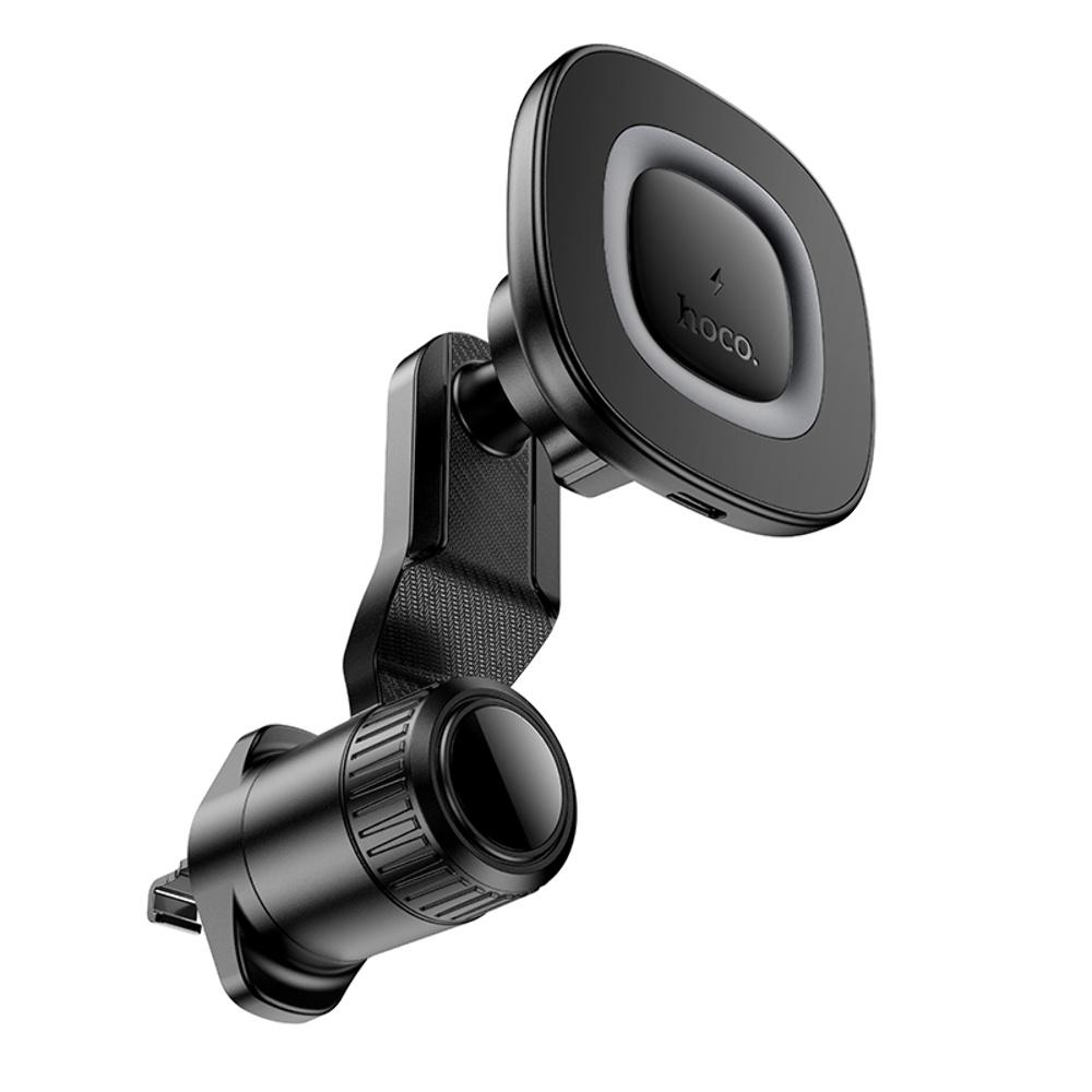 Автодержатель Hoco HW30 магнитный с беспроводной зарядкой 15W black metal gray