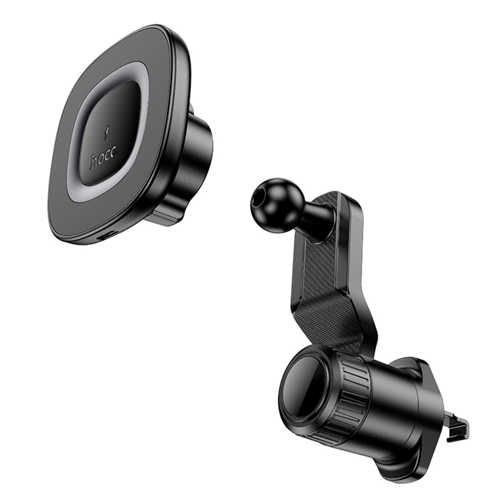 Автодержатель Hoco HW30 магнитный с беспроводной зарядкой 15W black metal gray