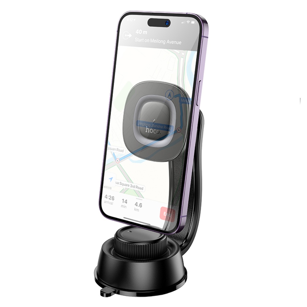 Автодержатель Hoco HW31 магнитный с беспроводной зарядкой 15W black metal gray