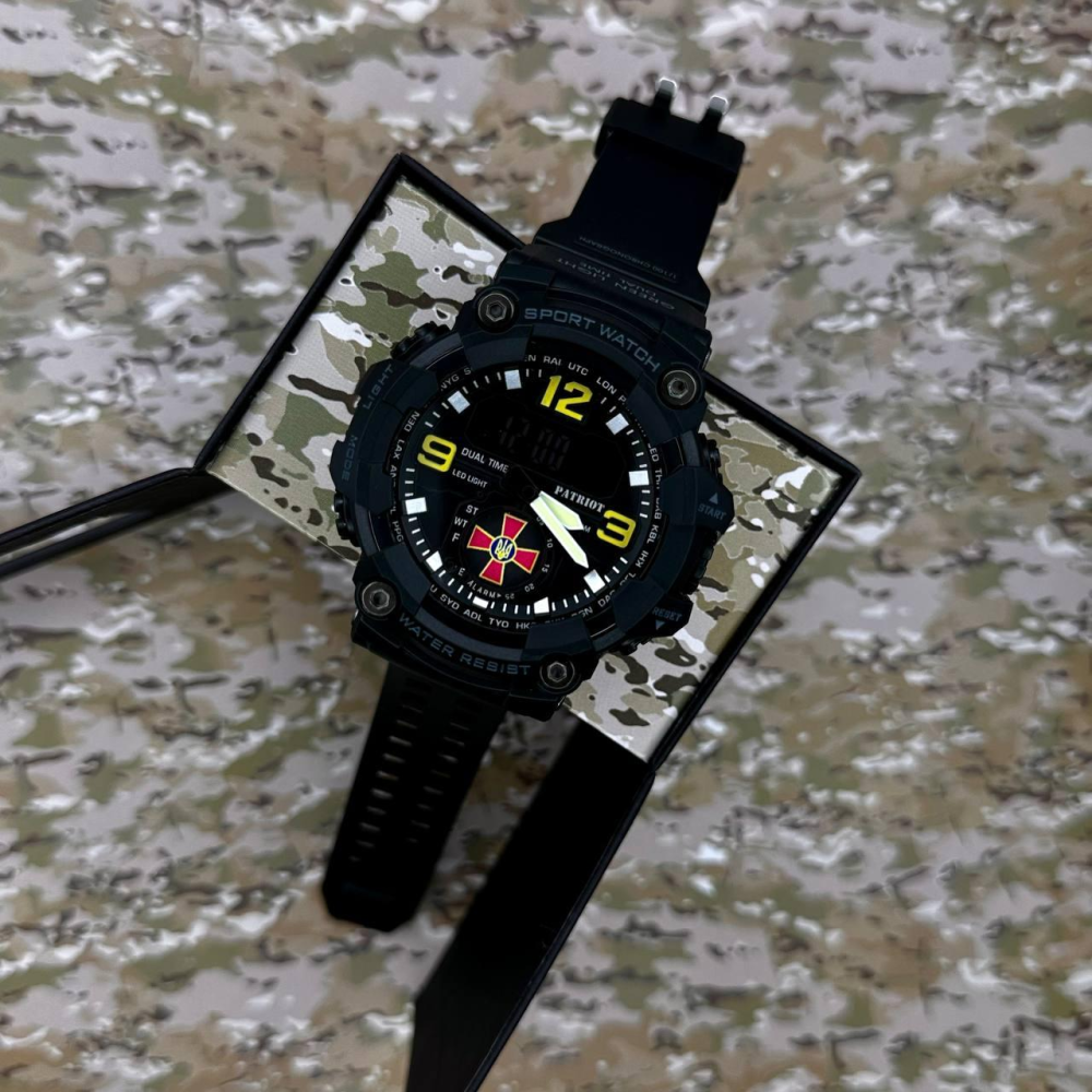 Годинник наручний Patriot 003BKSU ЗСУ Чорні + Коробка.