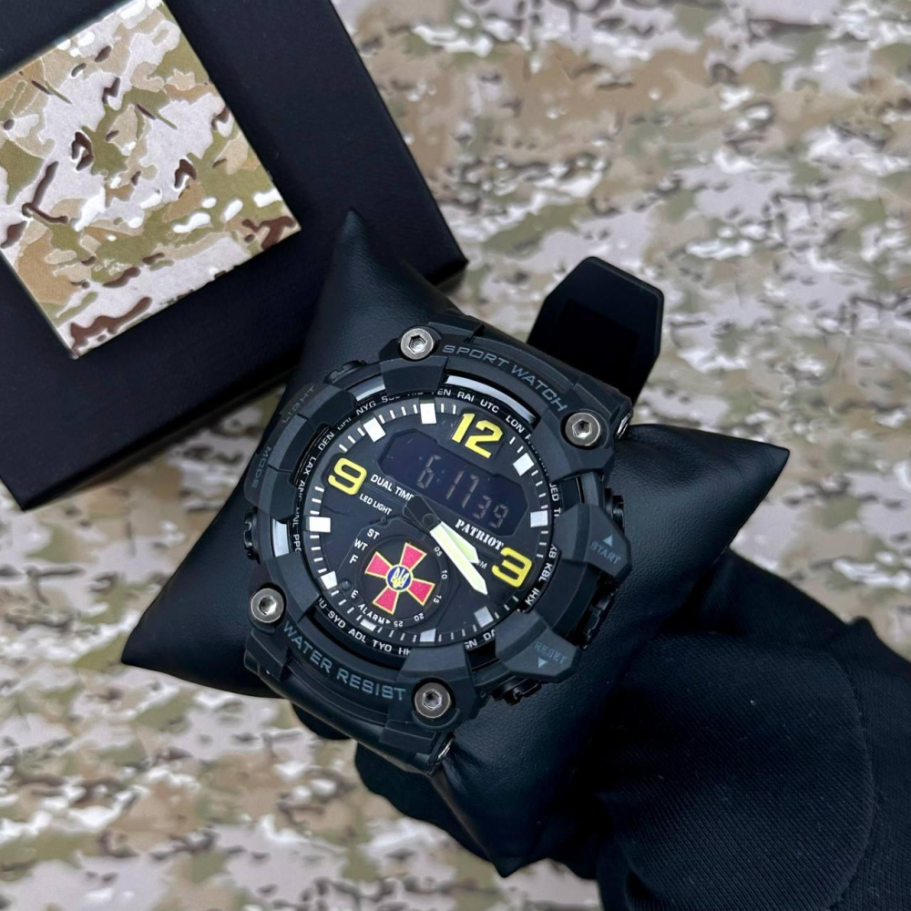 Годинник наручний Patriot 003BKSU ЗСУ Чорні + Коробка.