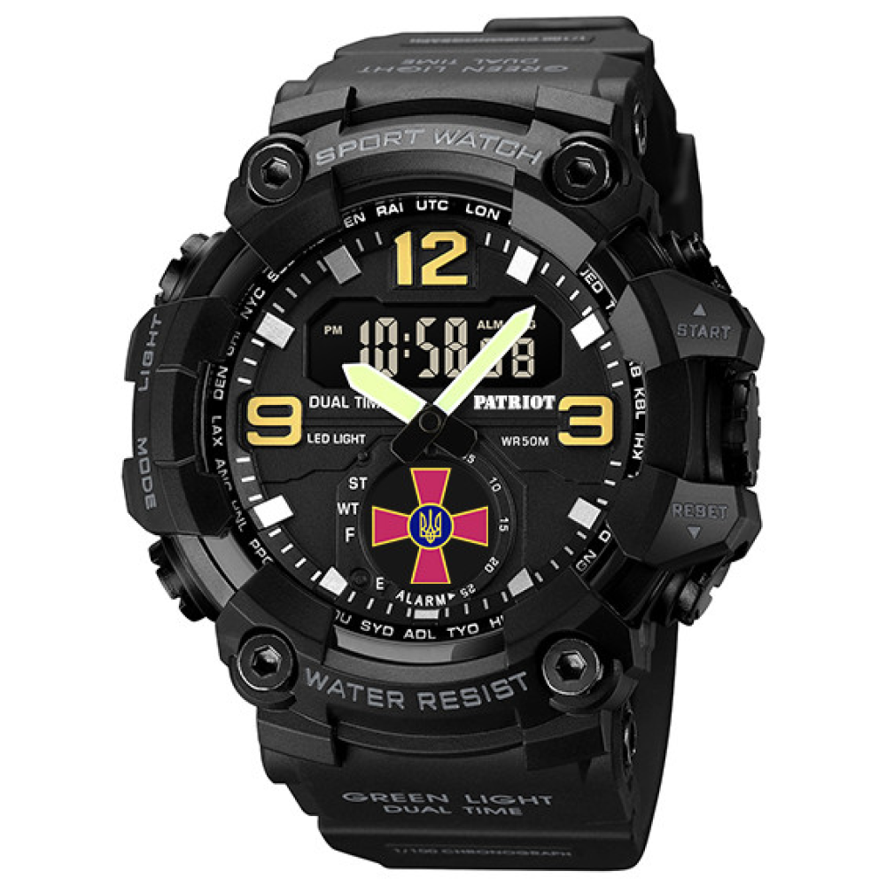 Годинник наручний Patriot 003BKSU ЗСУ Чорні + Коробка.