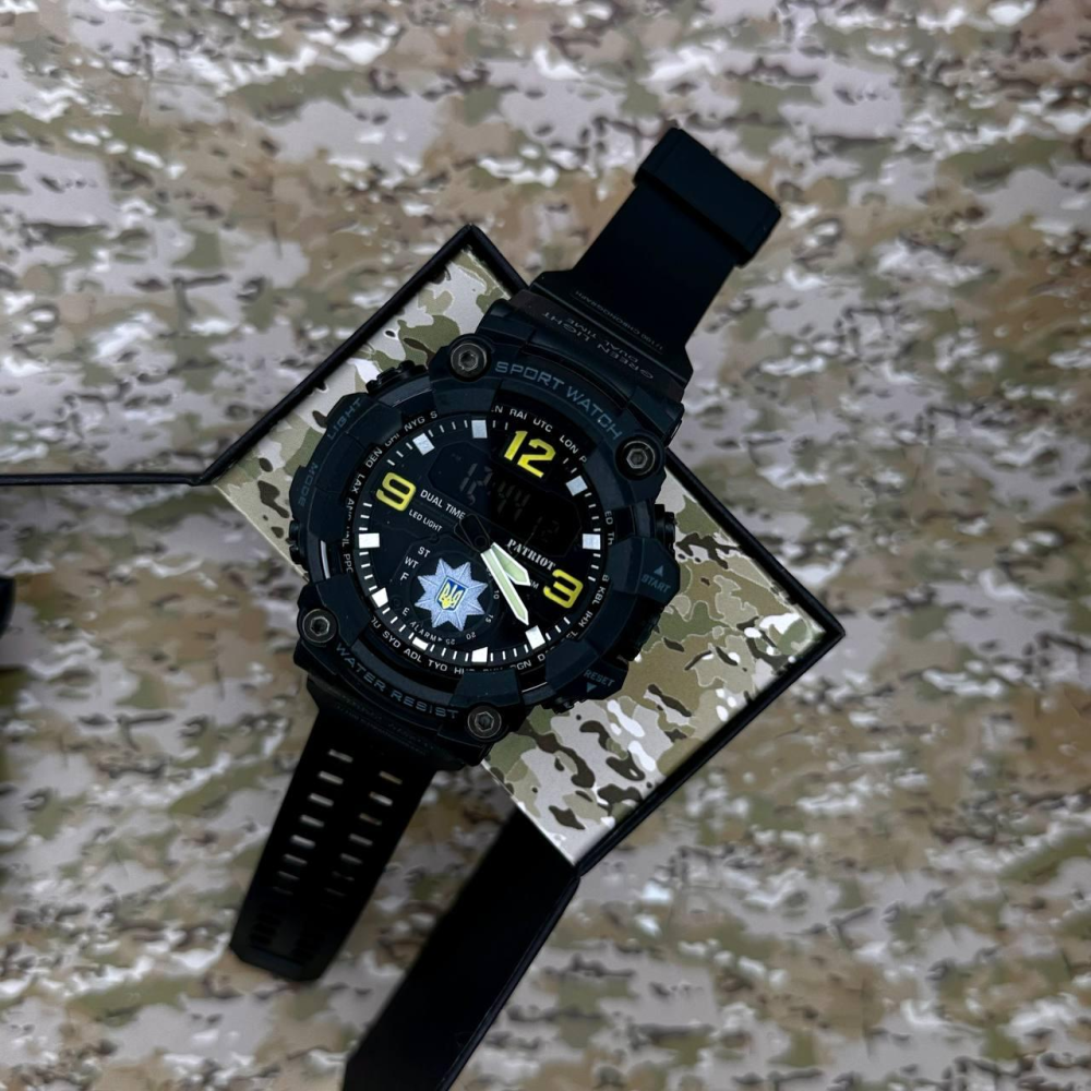 Годинник наручний Patriot 003BKPO Поліція Чорні + Коробка.