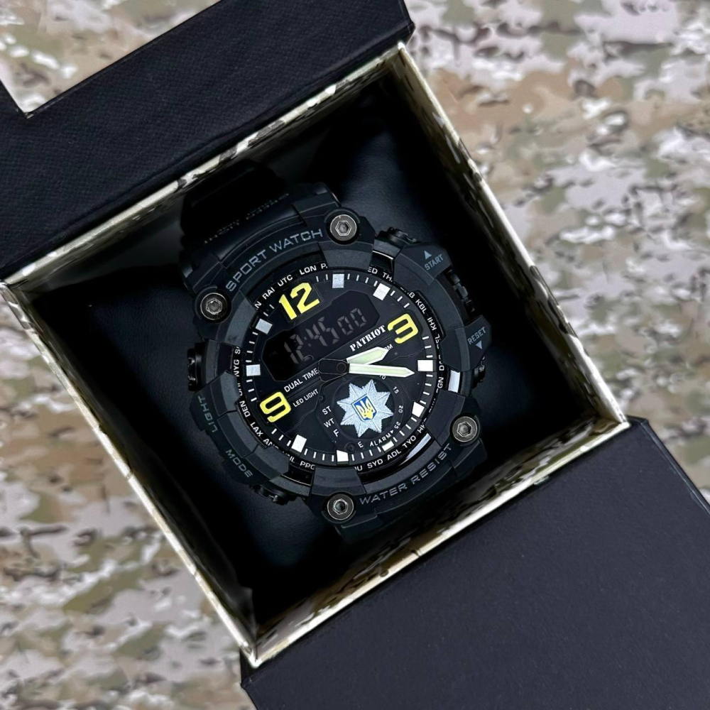 Годинник наручний Patriot 003BKPO Поліція Чорні + Коробка.