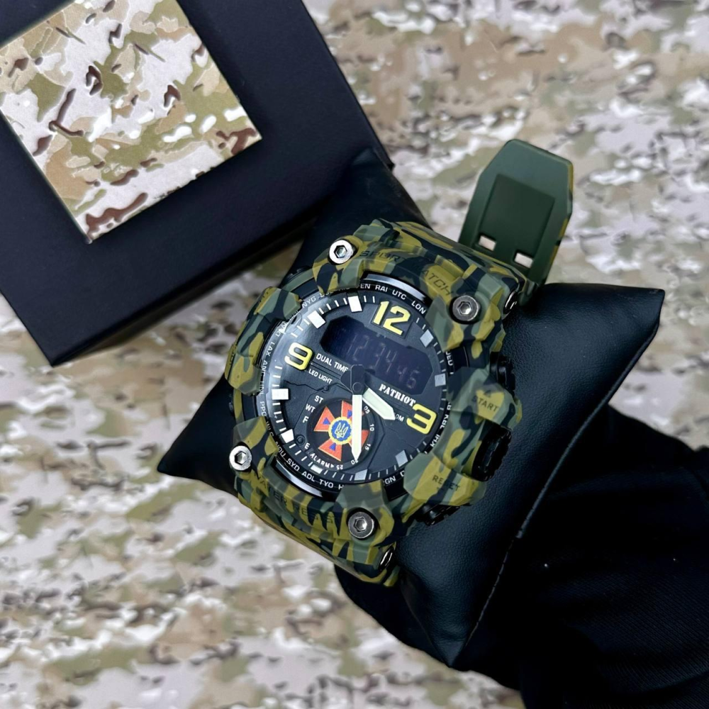 Годинник наручний Patriot 003CMGRDSNS ДСНС Зелений камуфляж + Коробка.