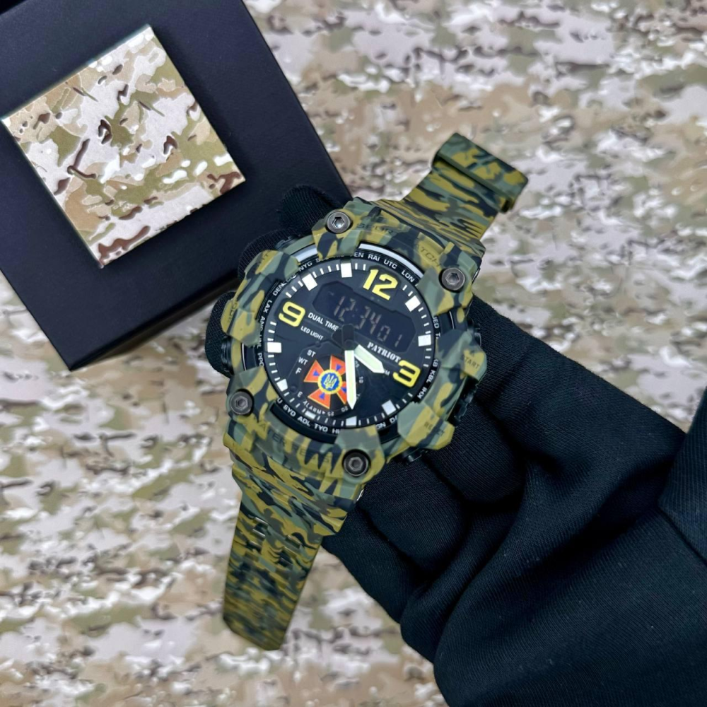 Годинник наручний Patriot 003CMGRDSNS ДСНС Зелений камуфляж + Коробка.