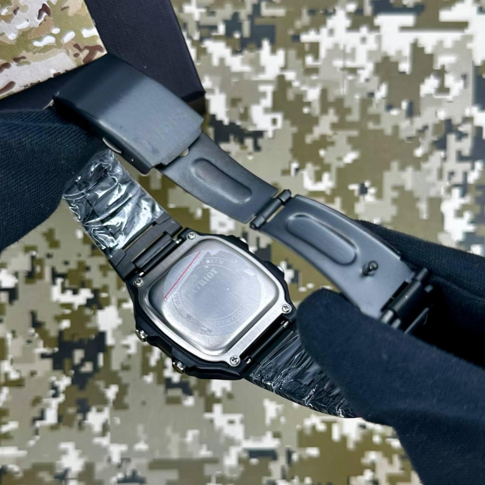 Годинник наручний Patriot 011SIUASI Тризуб срібло Чорні + Коробка