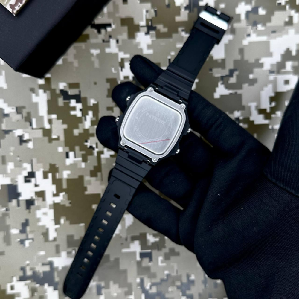 Годинник наручний Patriot 010BKUASI Тризуб срібло Чорні + Коробка.