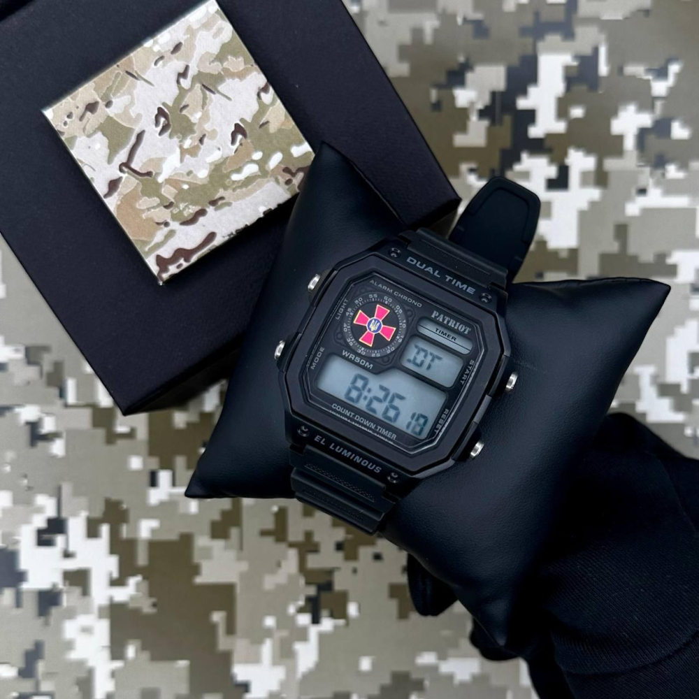 Годинник наручний Patriot 010BKSU ЗСУ Чорні + Коробка.