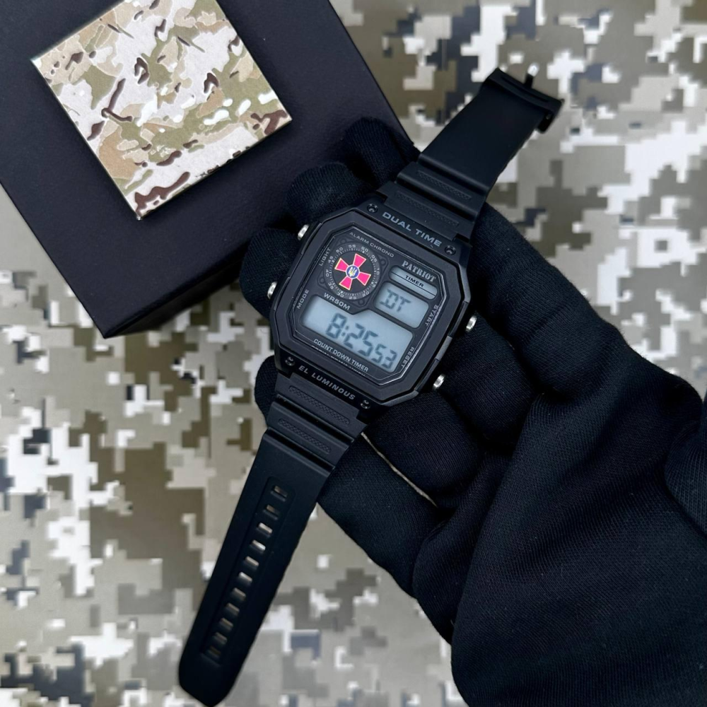 Годинник наручний Patriot 010BKSU ЗСУ Чорні + Коробка.