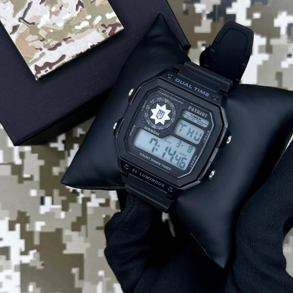 Годинник наручний Patriot 010BKPO Поліція Чорні + Коробка.