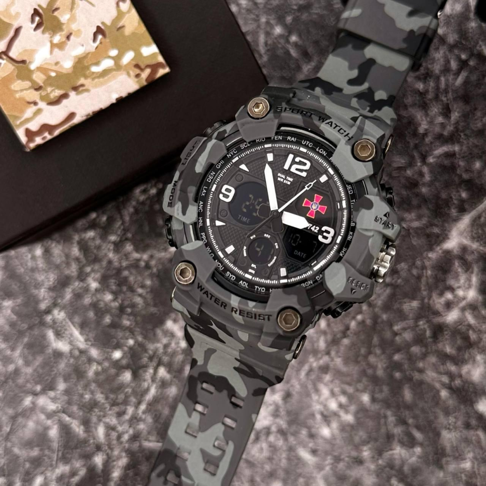 Годинник наручний Patriot 006CMGYSU ЗСУ Сірий камуфляж + Коробка.