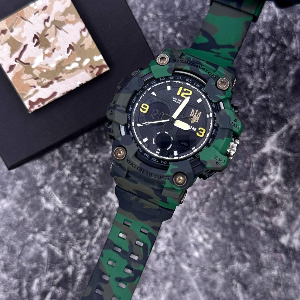 Годинник наручний Patriot 006CMGRUAGD Тризуб золото Зелений камуфляж + Коробка.