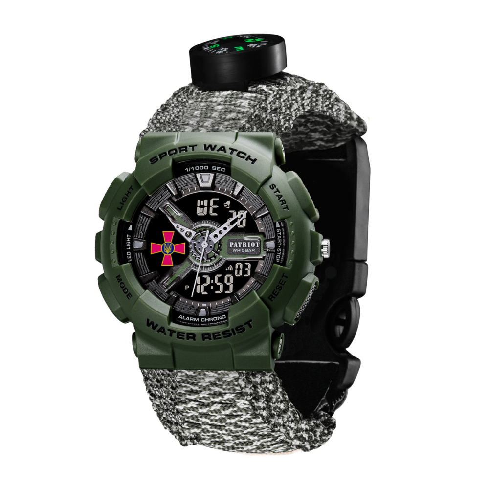 Годинник наручний Patriot 005AGSU ЗСУ Паракордовий ремінець ACU + Коробка