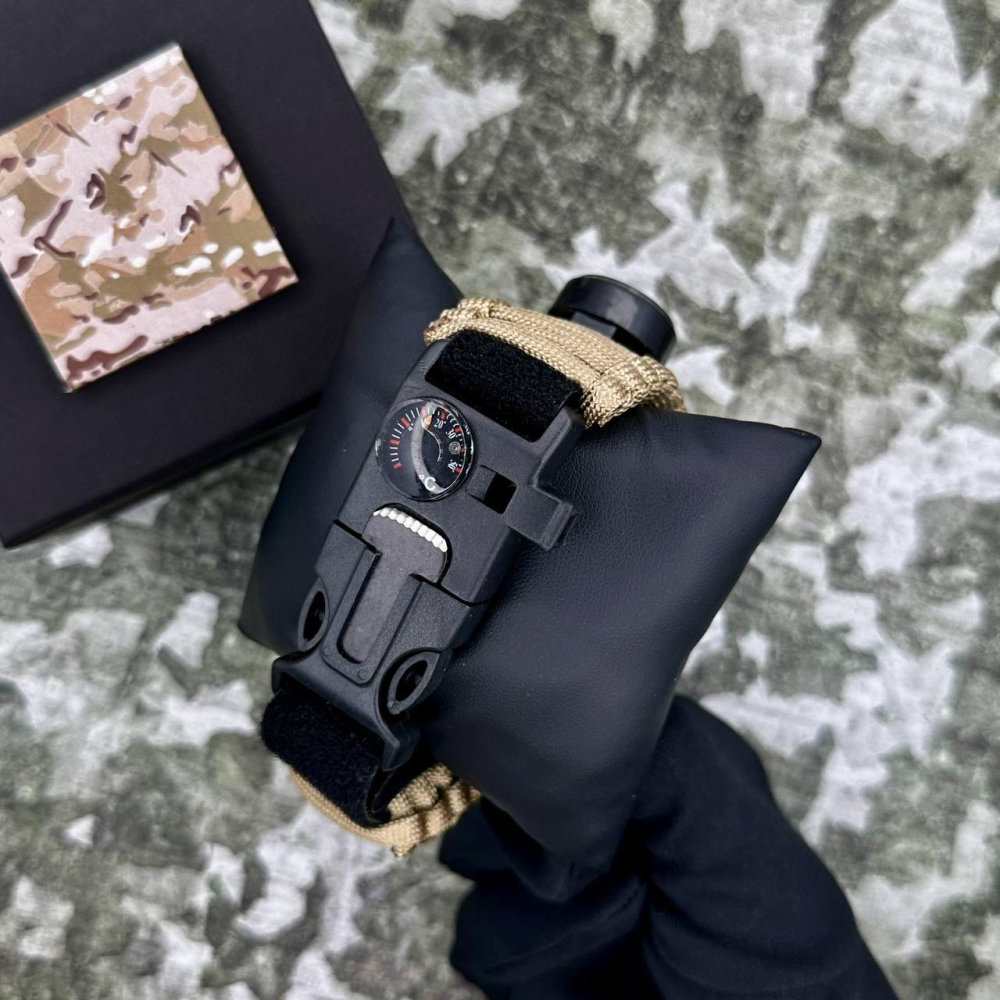 Годинник наручний Patriot 005BKSU ЗСУ Чорні Паракордовий ремінець Khaki + Коробка