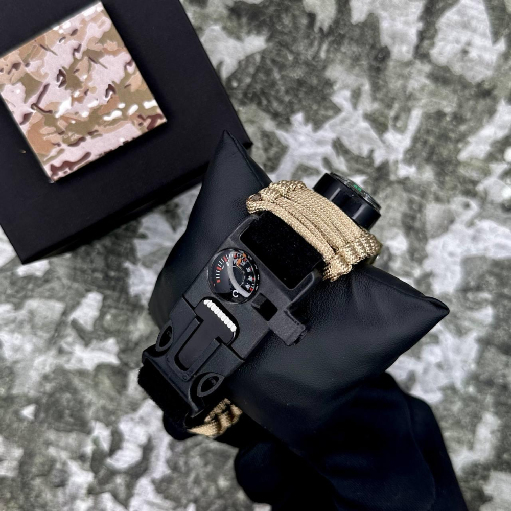 Годинник наручний Patriot 005CMGRSU ЗСУ Зелений камуфляж Паракордовий ремінець Khaki + Коробка.