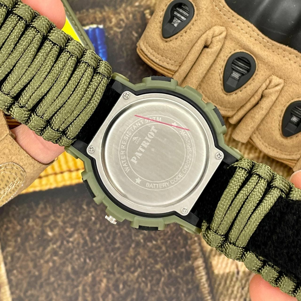 Годинник наручний Patriot 005AGSU ЗСУ Паракордовий ремінець Army Green + Коробка.