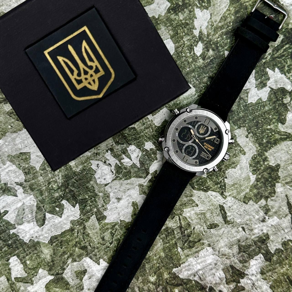 Годинник наручний Patriot 017SIBK Тризуб золото Silver-Black