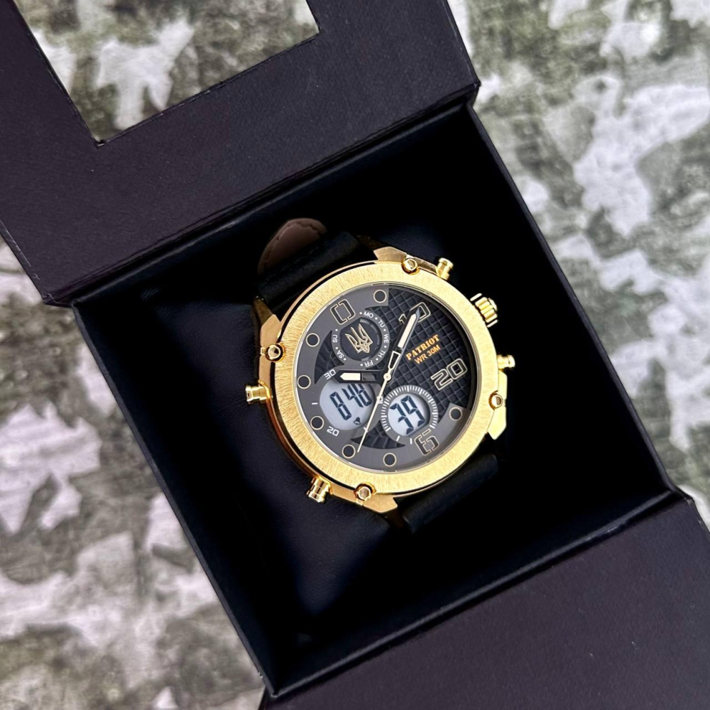 Годинник наручний Patriot 017GDBK Тризуб золото Gold-Black.