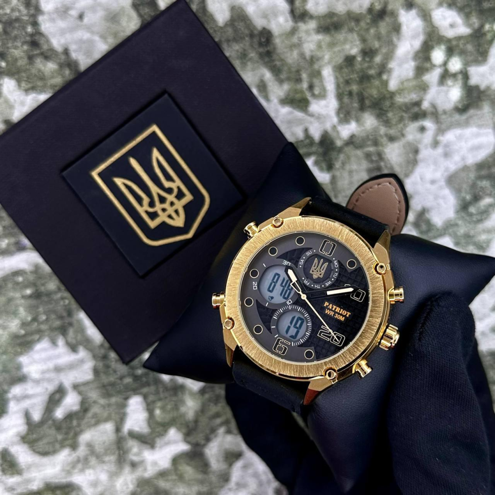 Годинник наручний Patriot 017GDBK Тризуб золото Gold-Black.