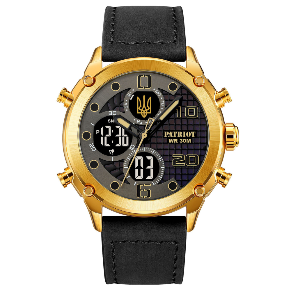 Годинник наручний Patriot 017GDBKBK Тризуб золото Gold-Black-Black