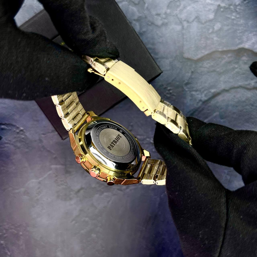 Годинник наручний Patriot 017 Тризуб Золото Gold-Black Steel