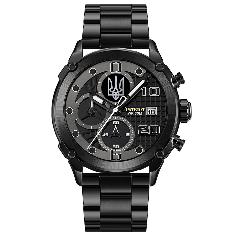 Годинник наручний Patriot 016 Тризуб срібло Black-Black Steel