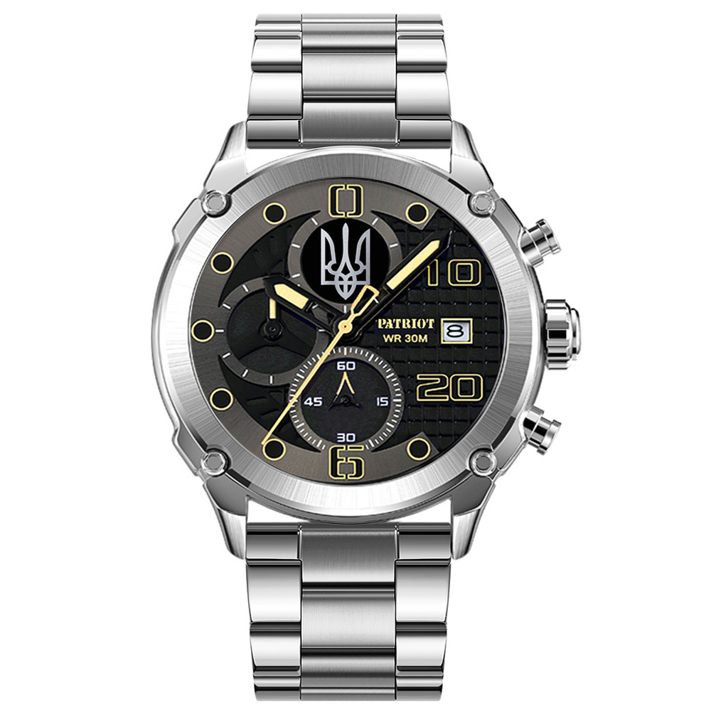 Годинник наручний Patriot 016 Тризуб срібло Silver-Black Steel