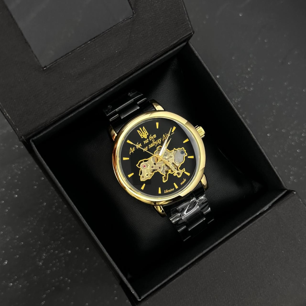 Годинник наручний Patriot 022 Black-Gold Mechanic Metall Не Забуду Дім