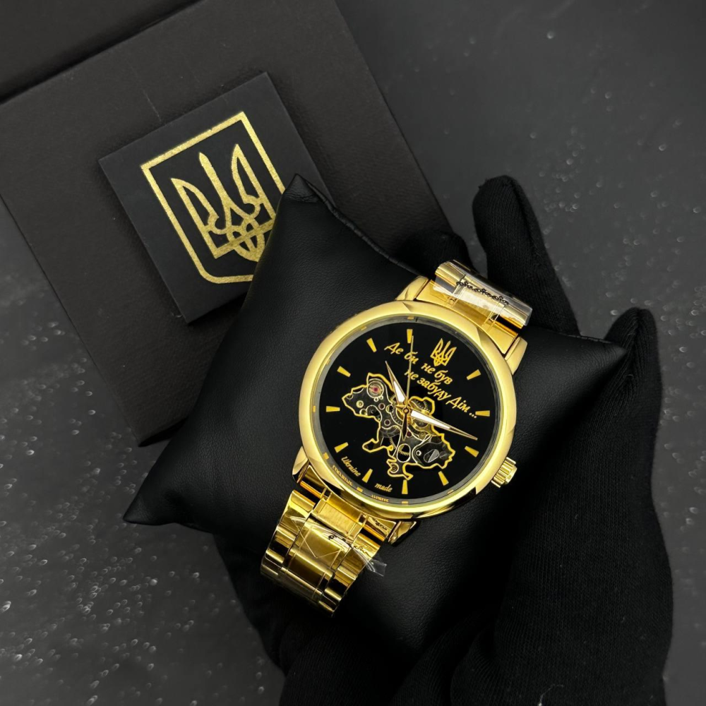 Годинник наручний Patriot 022 Gold-Black Mechanic Metall Не Забуду Дім
